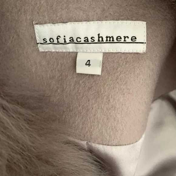 Sofia Cashmere wool real lamb shearling fur trim coat NWT - Picture 4 of 8